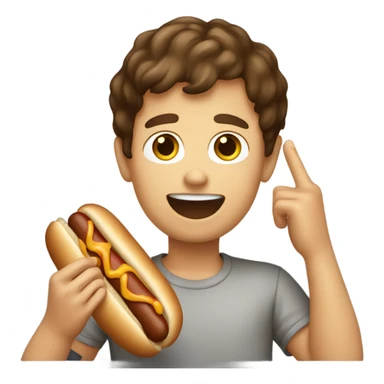 Brown haired Boy eating a hotdog  sticker