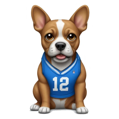 Micro bully dog wearing a blue basketball jersey  sticker