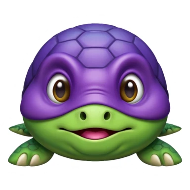 Crying almost sobbing turtle wearing purple sticker