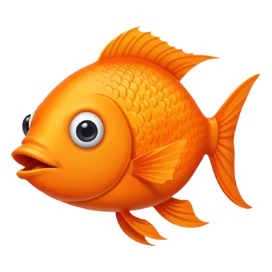 ultra derpy bright orange fish in side profile facing right, both googly eyes impossibly looking at viewer, goofy tongue sticking out, extremely stupid expression, flat 2D side view sticker