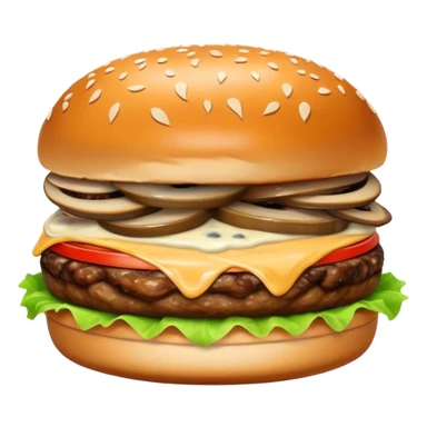 Burger with many mushrooms, carmelized onions, and truffle aioli  sticker