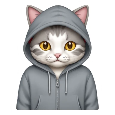 Un gato con una sudadera gris sticker