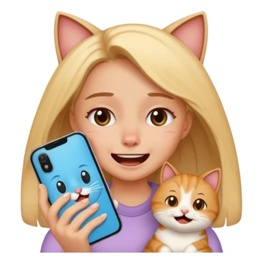 Girl crying laughing at a funny cat video on her phone sticker