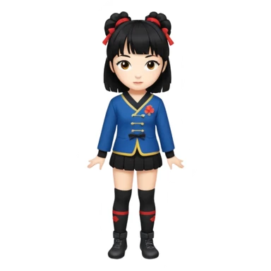 girl named Kally in a Japanese uniform with Black leg warmers and Black arm warmers with black hair with messy bangs sticker