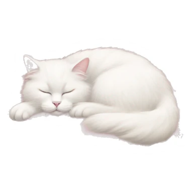 White cat angora sleeping in the soft pink circle pillow  sticker