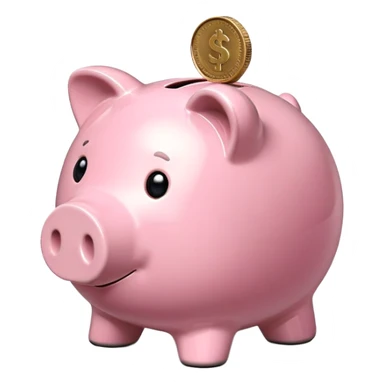 pink piggy bank with coin slot sticker
