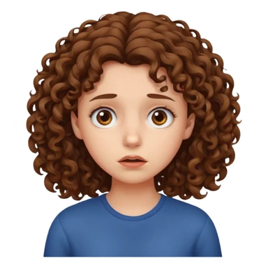 extreme worried face, curly hair girl,  sticker