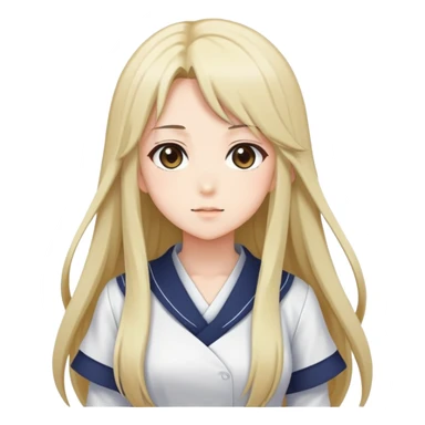 Anime girl with full figure, long hair, tasteful design sticker