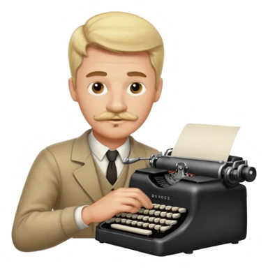 moustache blonde man with vintage typewriter sticker