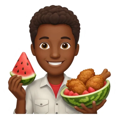 black person holding fried chicken and watermelon sticker