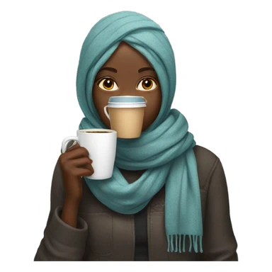 Black Girl with scarf drinking coffee sticker