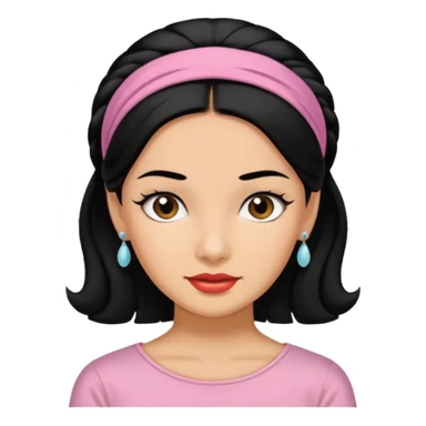 1950s black hair woman with hairnband sticker