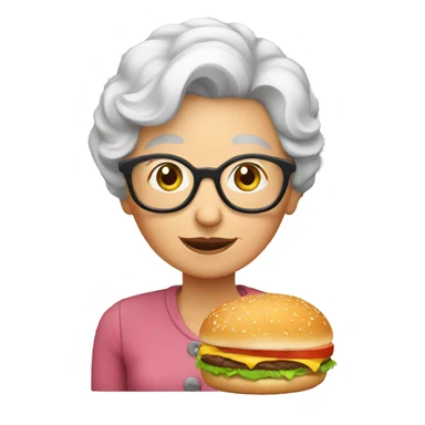 Granny with burger sticker