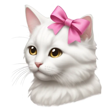a white cat with a pink bow that is very cute and coquette sticker