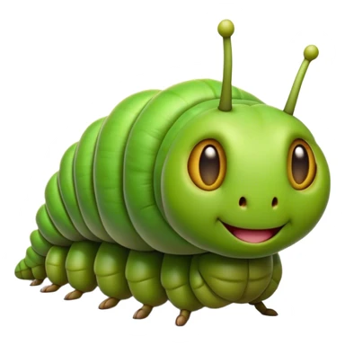 Cinematic Realistic Comical Caterpillar Portrait Emoji, Head tilted dramatically with an exaggeratedly amused expression, featuring a strikingly detailed segmented body in vibrant green with bold natural banding and wide, expressive eyes full of playful disbelief, rendered with lifelike texture and vivid natural colors, high shine, dramatic yet playful, styled with an air of cheeky garden mischief, soft glowing outline, capturing the essence of a spirited and over‐the‐top caterpillar that looks ready to wiggle its way into viral fame! sticker