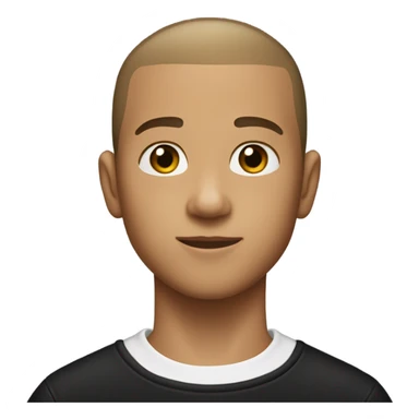 boy with very light brown skin, buzz cut, no facial hair, wearing a smart black quarter zip jumper with white t shirt underneath. sticker