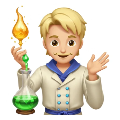 human alchemist winking while swirling glowing potion sticker