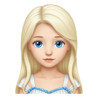 platinum blonde girl with long hair and forelocks, blue eyes. sticker