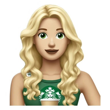 Une blonde cheveux droit  ￼blond yeux bleus qui boit Starbucks  sticker