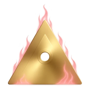 A minimalist CD disc with subtle pink flames, glowing effect, variation 2, style: general, shape: triangle, color: gold sticker