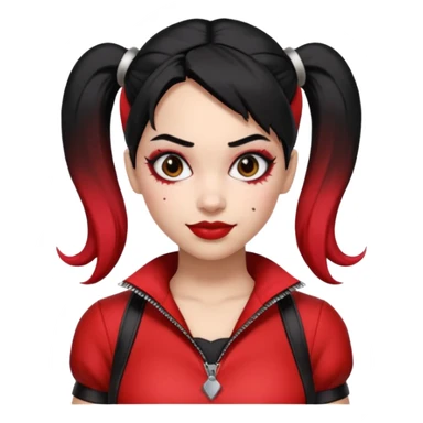 black haired woman in harley queen outfit sticker