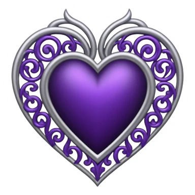 gothic style heart, deep purple with silver filigree, elegant and moody sticker