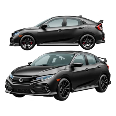 Make an emoji of a 2024 Honda civic sport with a black exterior with no added color  sticker