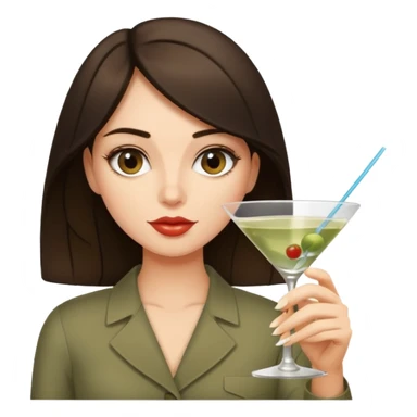 Brunette girl drinking a large dirty martini  sticker