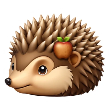 curled up hedgehog without face or limbs, apple emoji style sticker