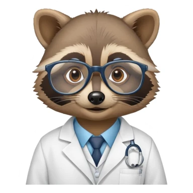 raccoon wearing lab coat and glasses, scientist raccoon sticker