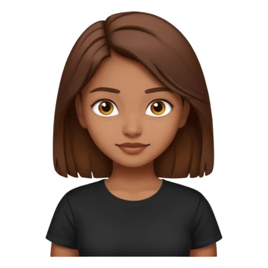 a pretty fair indian bratz girl with brown hair. with a black tshirt sticker