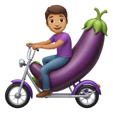 guy riding a bike but its an eggplant with wheels sticker