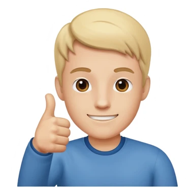 Evan with thumbs up sticker