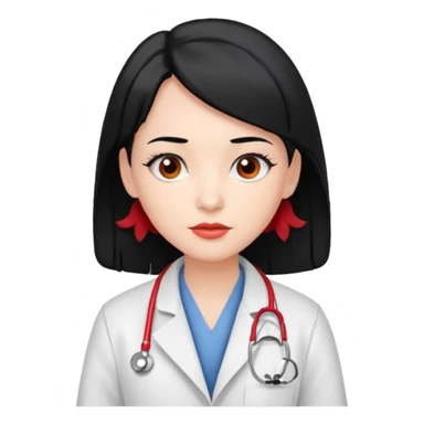 doctor with black hair and red hairclips  sticker