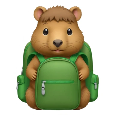 baby capybara wear green backpack sticker