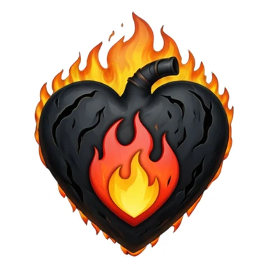 heart with black flame and shadow sticker