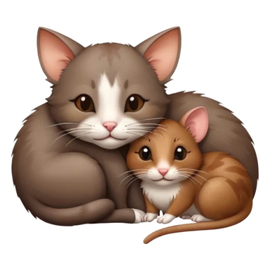 Cat hugs small rat sticker