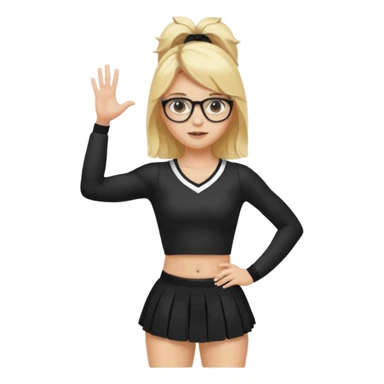  Sexy Dominatrix blonde hair and glasses full body in a cheerleader black clothes  sticker