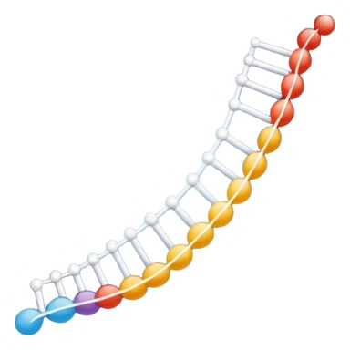 con of a single-stranded mRNA shaped as a half-helix; simple curved ribbon with small ticks for bases; balanced symmetry; flat vector, high contrast, transparent background, no text; suitable for app icon or presentation. sticker