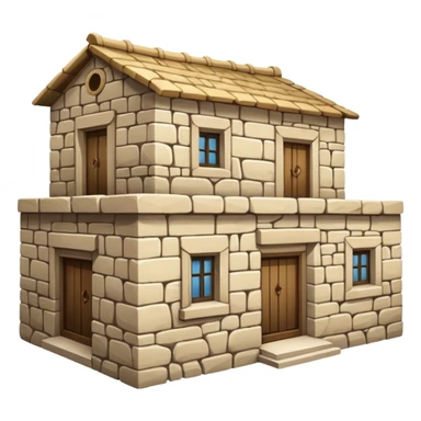 simple flat-roofed stone house, ancient Nazareth sticker