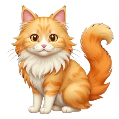 cat with long hair and light orange fur. full body.  sticker