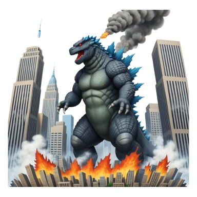 godzilla attacking ny sticker