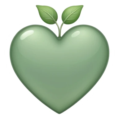 sage green heart with transparent bg without highlights, more thin and narrow sticker