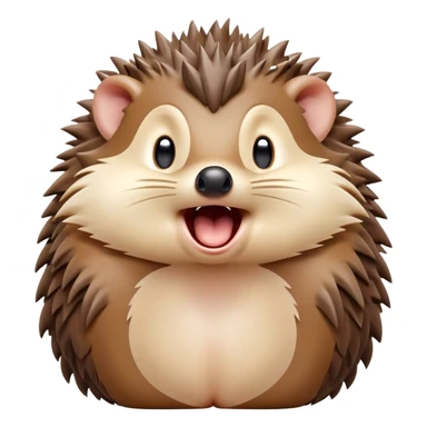 Cinematic Cute Yawning Hedgehog Portrait Emoji, Head tilted slightly with a dramatic, wide-open yawn, showcasing a soft, downy brown Fur with tiny, droopy ears and eyes barely open in drowsy contentment, Simplified yet irresistibly adorable features, highly detailed, glowing with a soft, cozy glow, high shine, relaxed yet expressive, stylized with a touch of natural whimsy, bright and endearing, soft glowing outline, capturing the essence of a sleepy yet affectionate hedgehog, so drowsy it feels like it could curl up out of the screen for a nap! sticker