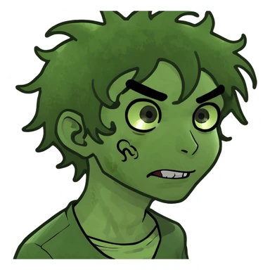 boy zombie with curly black hair emo sticker
