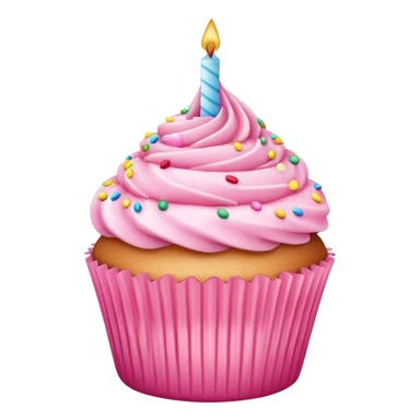 Pink birthday cupcake sticker