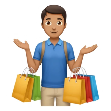 man with shopping bags sticker