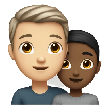 White Girl with Short Black Hair and boy with light Brown Short Hair hugging sticker