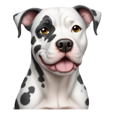 White Pitbull hound mix dog with dark grey cow spots sticker