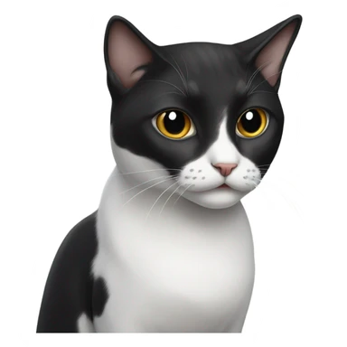 Black and white cat with mustache  sticker